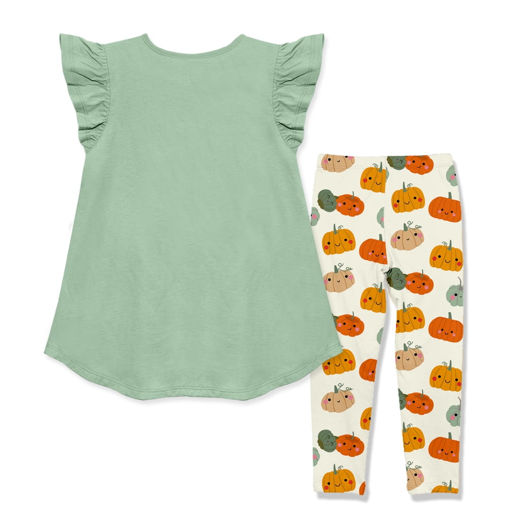 Millie Loves Lily Girls' Sage Pumpkin Top & Printed Legging Set, Size 4, (2-PCS)