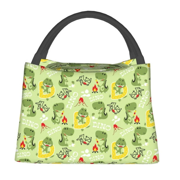 Fotbe Cute Dinosaurs Cartoon Bolsa Térmica Portátil con Estampado, Bolsa de Entrega de Alimentos Aislada, Bolsa Reutilizable de Gran Capacidad para Comidas y Supermercado