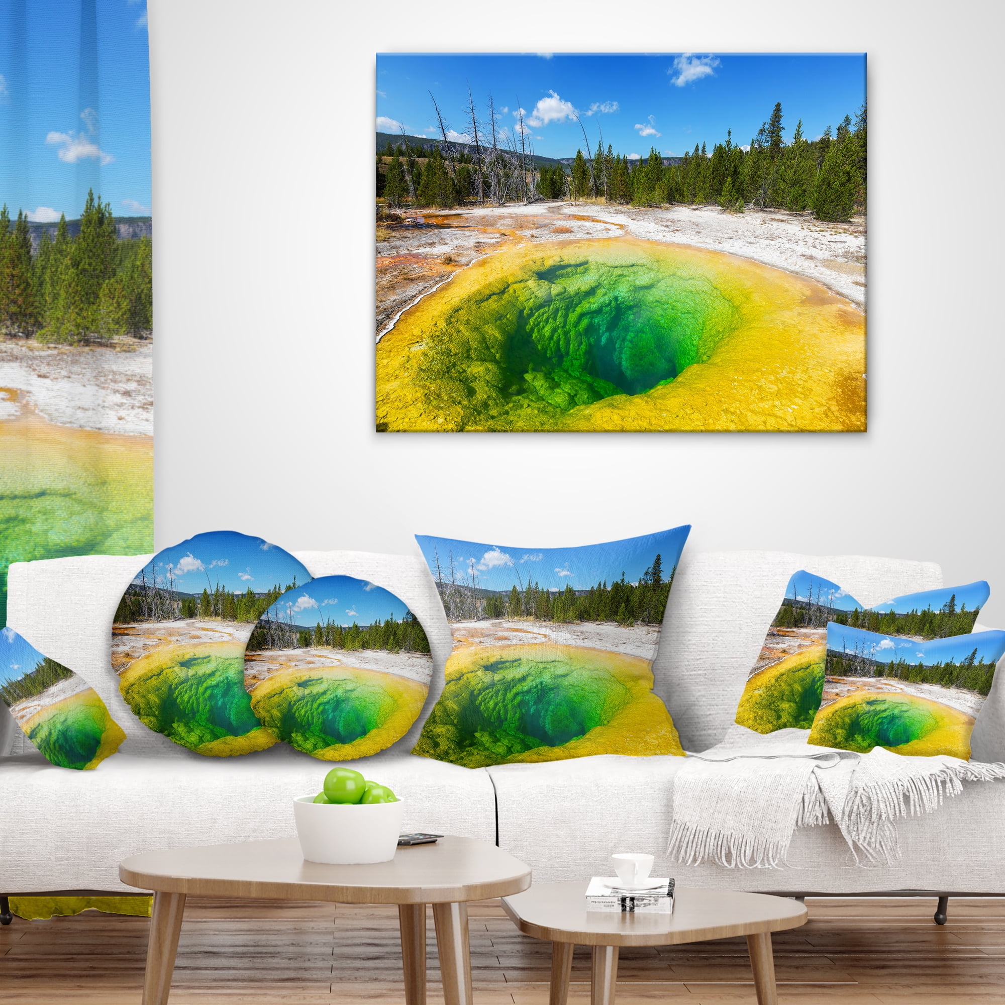 Designart Morning Glory Pool Close up - Landscape Photography Throw Pillow - 16x16