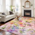 thumbnail image 3 of Spring Floral Area Rug 6x9 FT, Non Slip Living Room Throw Carpet, Elegant Summer Flowers Botanical Watercolor Washable Soft Large Floor Carpet Non-Shedding Rug for Bedroom Dining Room Play Room, 3 of 9