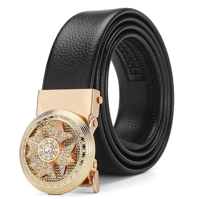Rotatable Automatic Buckle Adjustable Men Belt Faux Leather  display picture 1