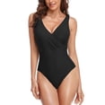 thumbnail image 6 of Jusfitsu Womens Athletic One Piece Swimsuits Tummy Control Bathing Suit V Neck Push Up Swimwear for Women Plus Size, 6 of 7