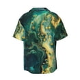 thumbnail image 6 of Lsque Turquoise Golden Swirl print Men's Cuban Collar Short Sleeve Shirt Summer Beachwear Casual Button Down Fashionable Vacation Leisure Shirt-Large, 6 of 7