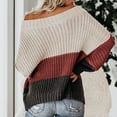 thumbnail image 4 of Duoif Sweaters for Women Trendy Women's Long Sleeve Neck Loose Panel Color Knit Pullover Sweater Women's Sweaters Womens Tops Wine XL, 4 of 4