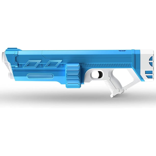 Pistola De Agua Eléctrica Con Disparo Continuo – Alcance 8m, Luces LED, Recarga Automática, Para Playa Y Piscina (Blanco)
