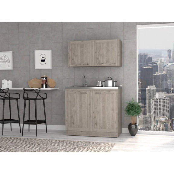 Boahaus Montauban Cabinet Set, Light Grey