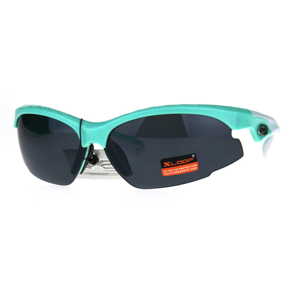 SA106 Xloop Sport Warp Plastic Mens Baseball Half Rim Sunglasses Mint