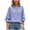 Blue, variant on Women's Striped V Neck Blouse 3/4 Sleeve Tie Cuff Collared Shirt Split Back High Low Tunic Top for Fall S