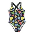 thumbnail image 6 of 10T Swim Suit For Girls 10-12 Swimming Suit For Girls Heart Print One Piece Swimsuits Crossback Swimwear Beach Bathing Suit, 6 of 8