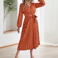 thumbnail image 3 of BAETEUY Women Long Sleeve Dress V-Neck Polka Dot Dress with Tie Waist, 3 of 7