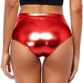 thumbnail image 6 of KALE Shorts for Women Sexy Short High Waisted Leather Metallic Solid Color Gloss Women's Super Hot Pants Summer Pants Red, 6 of 7