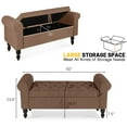 thumbnail image 5 of Storage Bench with Upholstered Rolled Arm Ottoman Bench Couch w/ Solid Wood Legs for Bedroom End of Bed,and Living room,Brown, 5 of 8