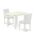 thumbnail image 6 of East West Furniture 3-Piece Dining Set-A Wood Table and 2PU Leather Modern Dining Chairs with High Back - Linen White Finish, 6 of 10