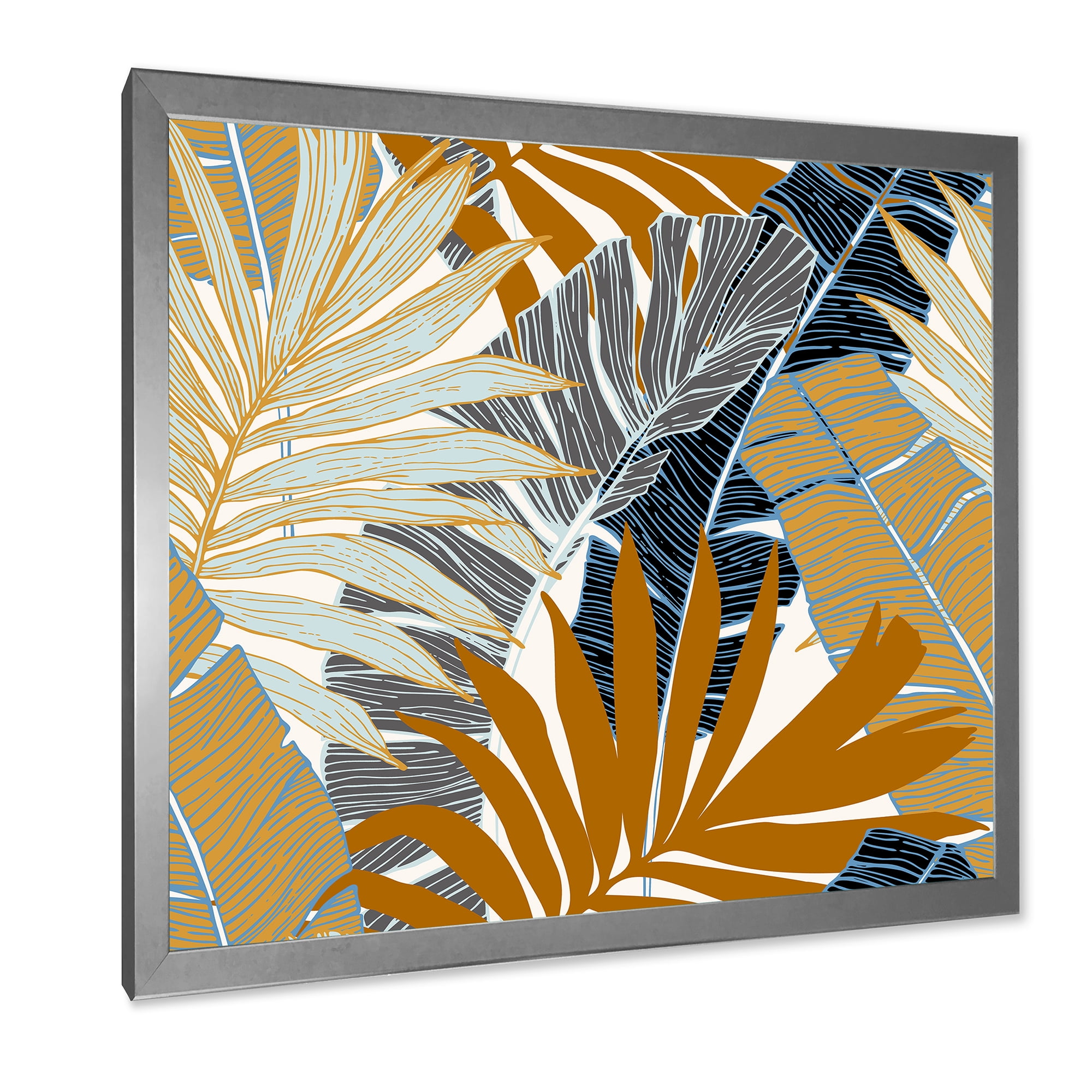Designart 'Abstract Tropical Summer Banana Leaves and Palm Tree' Modern Framed Art Print