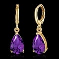 thumbnail image 2 of Yellow Gold Platinum Plated Earrings Drop Dangle Zircon L585, 2 of 7