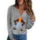 thumbnail image 1 of Sudadera de mujer con cuello en V y manga larga, ajuste holgado, estampado de árbol de coco, jersey informal, Top gris XL, 1 of 6