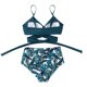 thumbnail image 3 of Traje de baño de dos piezas para mujer/adolescente, con cuello halter fruncido, bikini de cintura alta, traje de baño con espalda ajustable y teñido anudado., 3 of 8