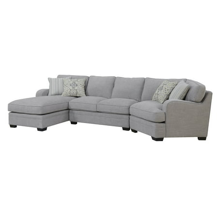 Emerald Green Sectional Sofa Emerald Home Analiese Linen Gray Sectional, with Pillows, Track Arms, Welt Seaming, And Block Feet ()