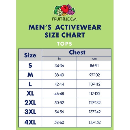 Fruit Of The Loom Size Chart Gallery Of Chart 2019