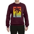 thumbnail image 2 of Tropical Palm Tree Silhouette | Mens Pop Culture Crewneck Graphic Sweatshirt, Maroon, Small, 2 of 4