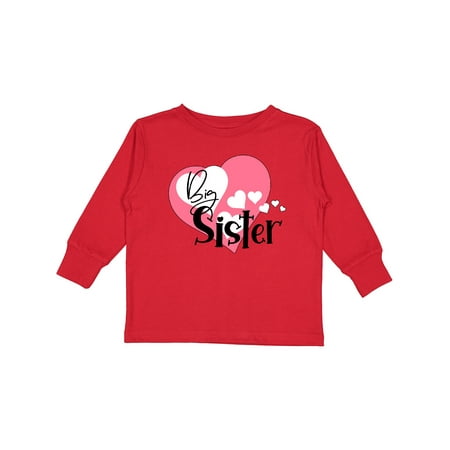 

Inktastic Big Sister with Hearts Gift Toddler Toddler Girl Long Sleeve T-Shirt