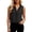 Black, variant on Women's Sleeveless Open Front Cardigans Button Down Shirt Summer Ladies Ruffle V-Neck Casual Chambray Blouse