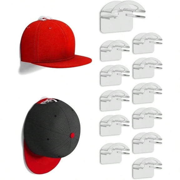 Adhesive Hat Hooks for Wall 2 Different Ways Hat Racks to Organize Display Baseball Caps Hat Wall Hanger Hat Organizer Rack for Men Clear 12 Pack