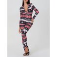 thumbnail image 4 of Christmas Jumpsuits for Women Buttoned V-neck Long Sleeve Christmas Printed Jumpsuit Xmas Bodysuit, 4 of 6
