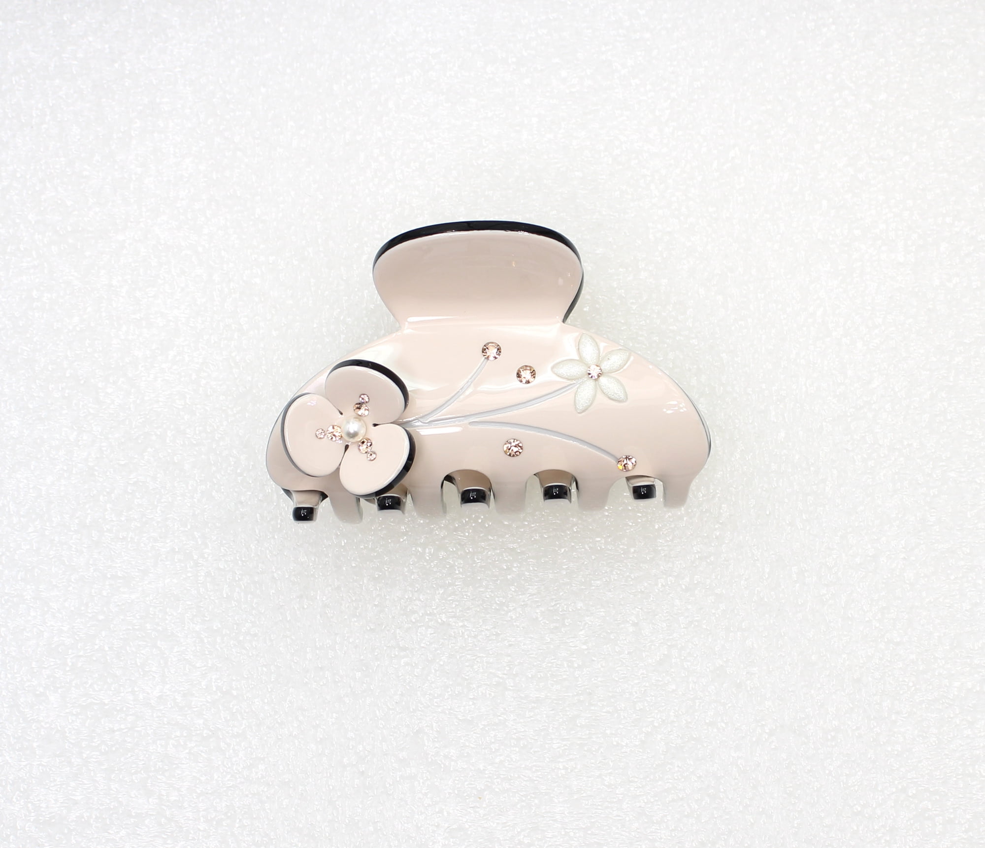 Faship Champagne Cellulose Acetate Floral Art Deco Hair Claw Clips