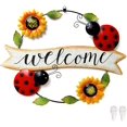 thumbnail image 1 of Cartel de bienvenida de girasol y escarabajo CHAO decoración de pared de metal, 1 of 5