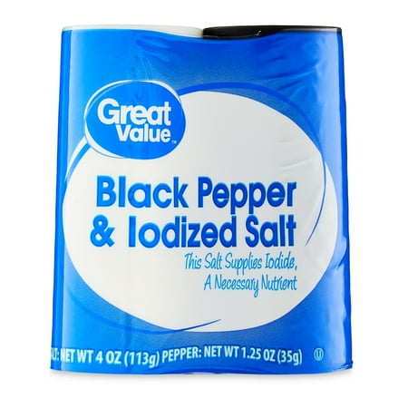 Great Value Black Pepper & Iodized Salt, 5.25 oz