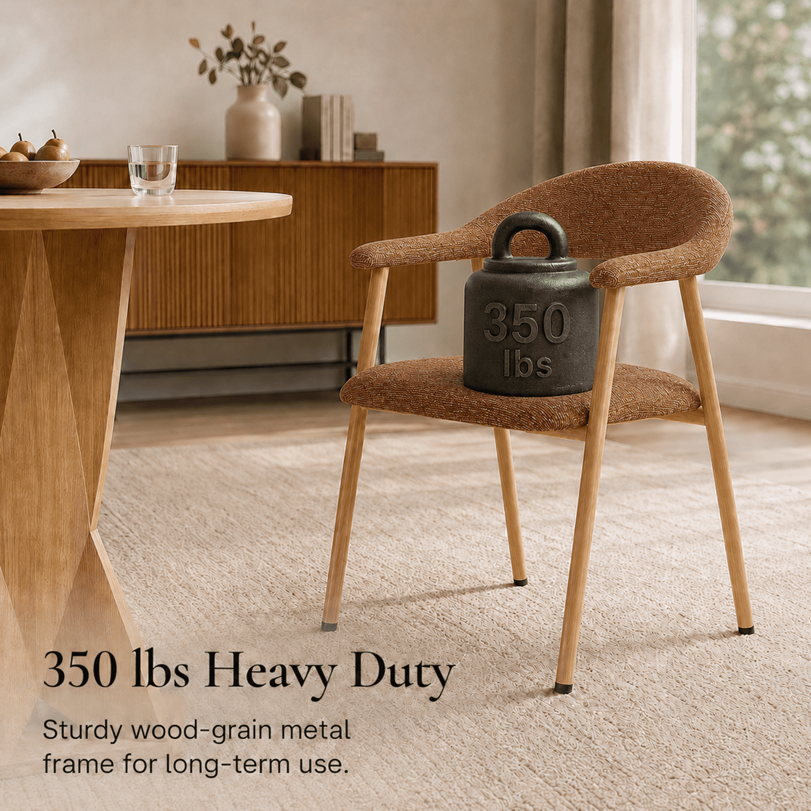 Alvantor Chairs Set of 2, A Modern Kitchen Side Chair Set with Curved Backrests and Linen Upholstery, Accompanied by Metal Decorative Chairs for Dining Room Kitchen Living Room Cafe