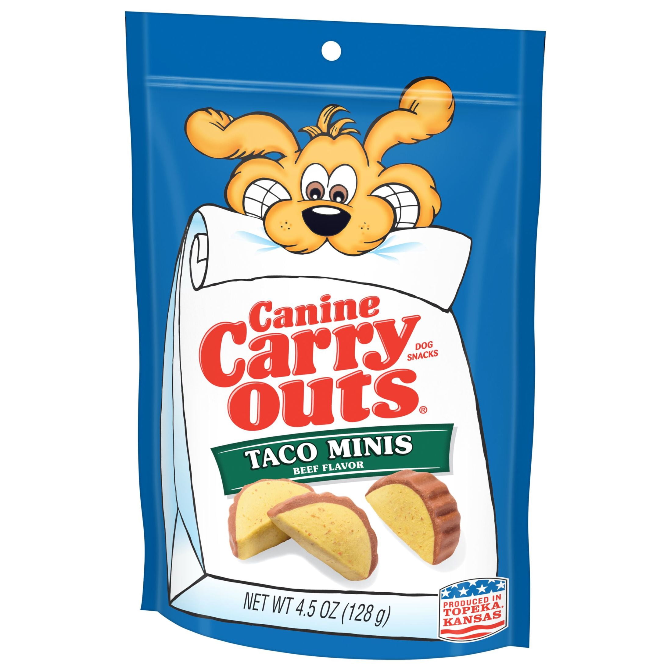 (4 pack) Canine Carry Outs Taco Minis Beef Flavor Dog Treats, 4.5oz