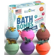 Eco Time handmade in USA bath bombs for kids with sea animals toys Inside