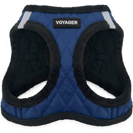 UPC: 0842637104450 | Voyager Step-in Plush Dog Harness by Best Pet Supplies – Royal Blue Faux Leather X-Small