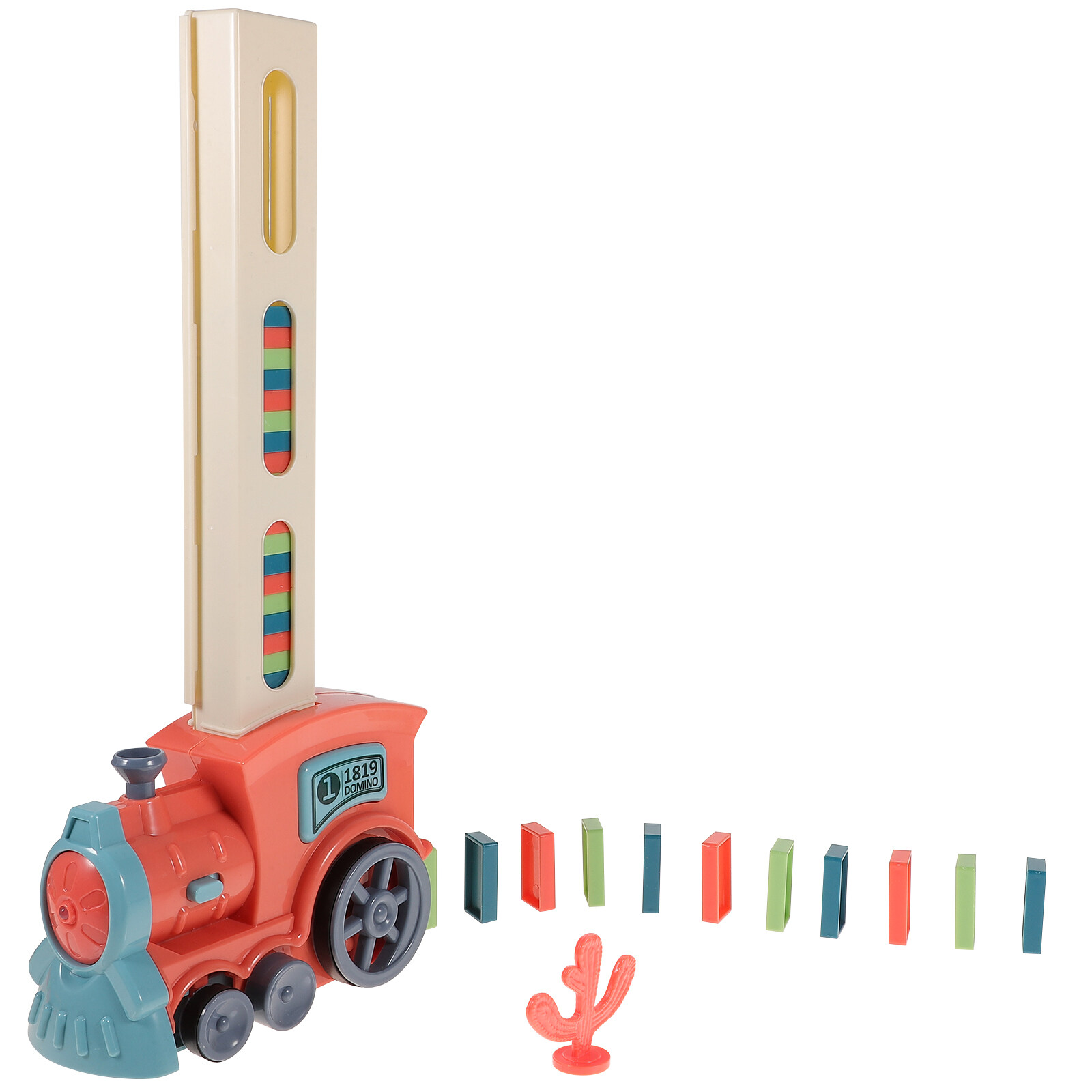 63pcs Brightly Colored Domino Train Toy Set Automatic Domino Toy