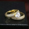 thumbnail image 4 of 8*8mm Round Cut Three Rowes AAA Cz Band Rings Women's 925 Silver, Gold Rings Set, 4 of 6