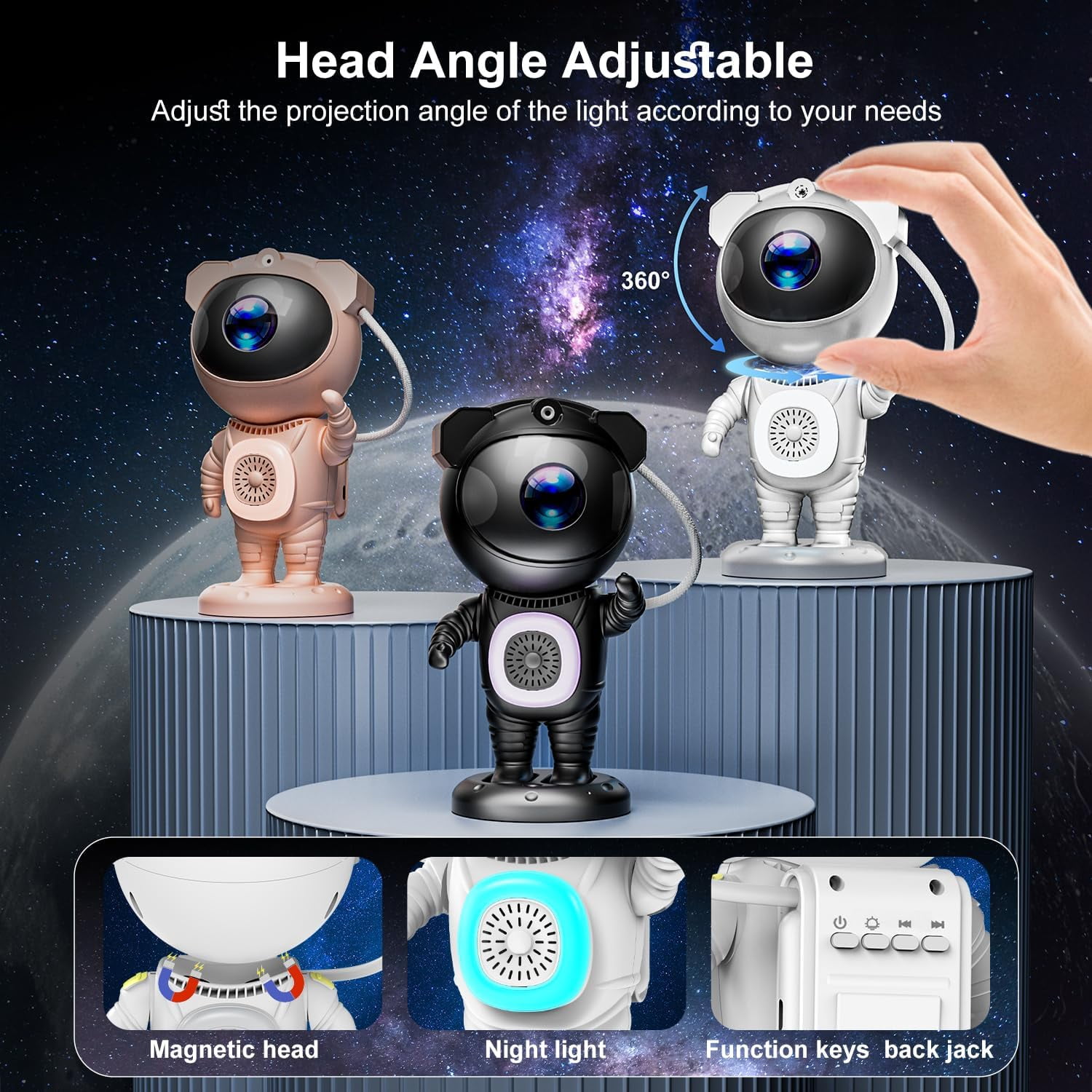 Ozmatip Galaxy Projector Astronaut Star Projector Night Light with Bluetooth Speaker, 8 Nebula Effects, Ceiling Projector for Bedroom, Kids Room, Room Decor, Gift for Kids & Adults