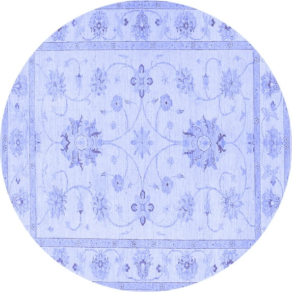 Ahgly Company Indoor Round Oriental Blue Traditional Area Rugs, 4' Round
