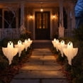 thumbnail image 3 of AZXY Halloween Decor Yard Stake Lights, 3 Pack White Polyester Ghost LED Pathway Lights, Battery Operated Waterproof Outdoor Lawn Ornament for Porch Flower Pot Halloween Garden Scene Decor, 3 of 6