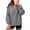 02# Gray, variant on Ihhxva Women's Oversized Sweatshirt V-Neck with Puff Long Sleeves and Side Slit Detail Loose Sleeve Pullover S-2XL