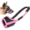 thumbnail image 1 of GFDYREE Dog Muzzle Anti Biting Barking and Chewing with Comfortable Mesh Soft Fabric and Adjustable Strap, Suitable for Small, Medium and Large Dogs(Pink Trim,XL), 1 of 7
