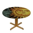 thumbnail image 3 of JEUXUS  for Gold Sun Crescent Moon Stars Boho Chic Tattoo 60inch, Table Cloth Waterproof Round Tablecloth Stain Resistant Polyester Table Cover for Wedding, Banquet, Restaurant, Party, 3 of 7