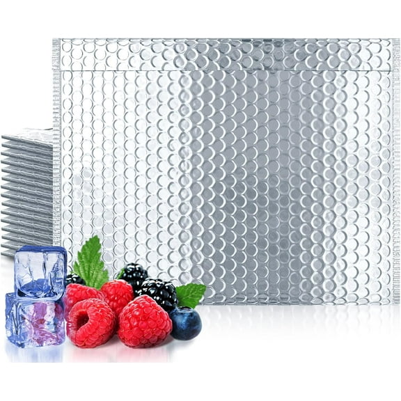 Silver Thermal Bubble Mailer, 13.75 x 10.5 Inches. 50 Pack Metallic Bubble Mailers. Self-Seal Metallic Bubble Envelope. Waterproof Insulated Shipping Envelopes for Food, Cosmetics