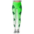 thumbnail image 4 of Arlun St Patricks Day Leggings for Women Casual Shamrock Printed Straight Stretch Leggings Irish Green Soft Comfortable High Waist Tummy Control Workout Yoga Pants Beige L, 4 of 5