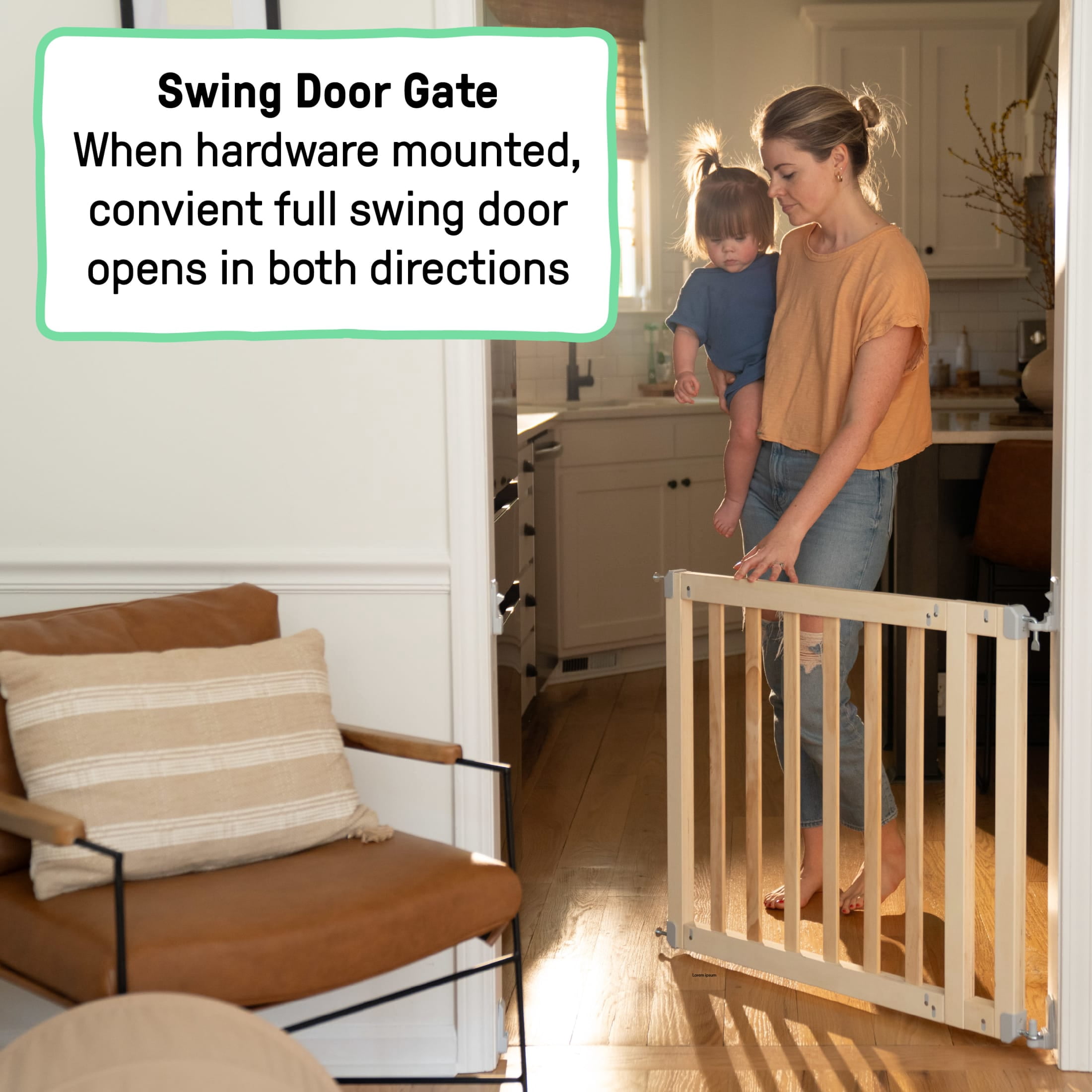 Ingenuity The Doorway 36S Series Custom Collection Pet and Baby Gate, Natural Wood Ready for Paint or Stain, Openings from 30-36" Wide, Ages 6-24 Months