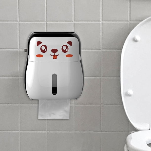 Caja de papel higiénico montada en la pared, soporte y estante para papel higiénico, dispensador de rollos de papel a prueba de polvo para sala de , gato BLESIY Soporte de papel higiénico