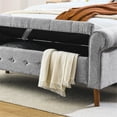 thumbnail image 4 of 62" Grey Button - Stitched Storage Bench with Rolled Arms - Suitable for Bedroom, Fireplace, and Shoe - Putting, 4 of 6