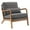 Dark Gray, variant on Tcbosik Mid-Century Modern Armchair w/ Waist Pillow, Accent Single Lounge Chair with Linen Upholstery and Solid Wood Frame, for Living Room, Study & Balcony, Easy Assembly, Dark Gray
