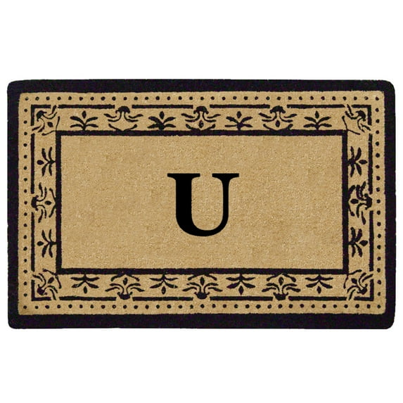 Corinthian Black 22" x 36" HeavyDuty Coir Doormat - Monogrammed U